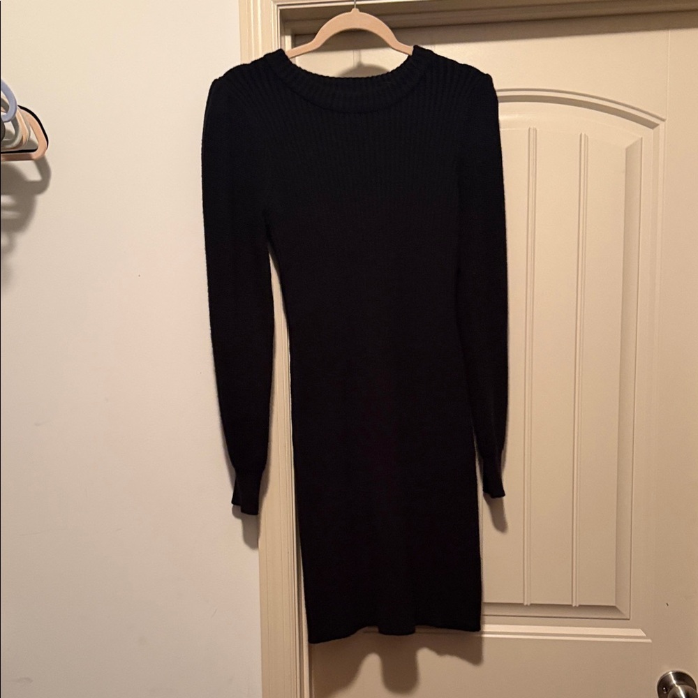 Vici Black Long Sleeve Ribbed Sweater Dress